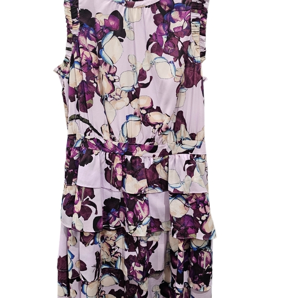 Banana Republic Dress Women's size 10 Floral Sleeveless Ruffled Pink and Purple. - Picture 3 of 5